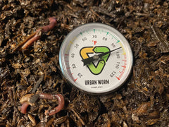 Urban Worm next to ruler demonstrating 5-inch stem depth for accurate readings