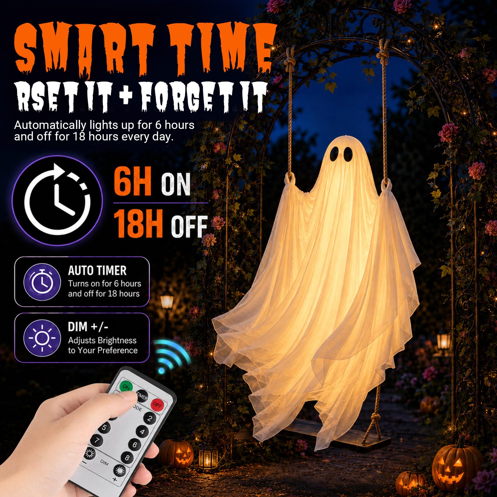 UrBstly remote control and timer showing easy lighting adjustments