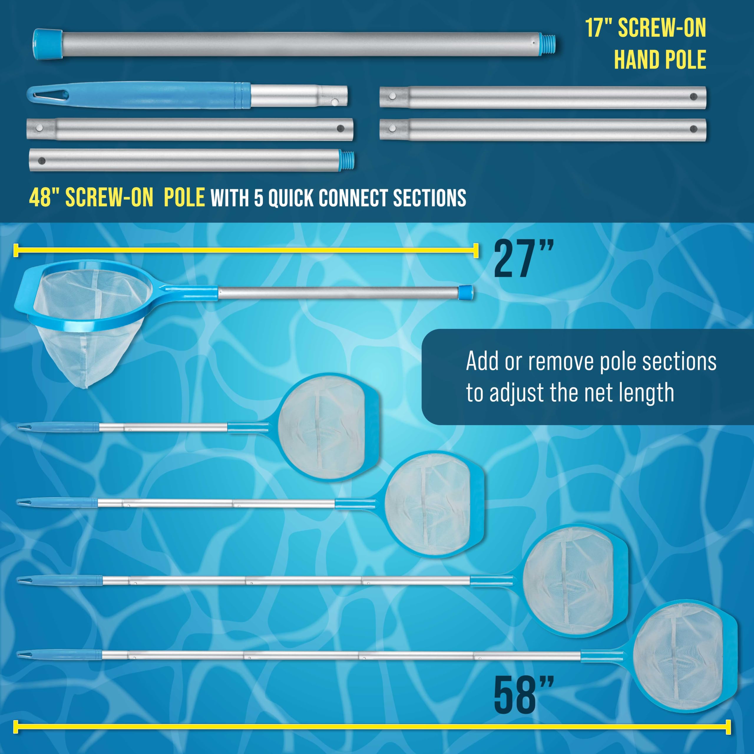 U.S. Pool Supply handheld pole in use for tight spa and hot tub cleaning
