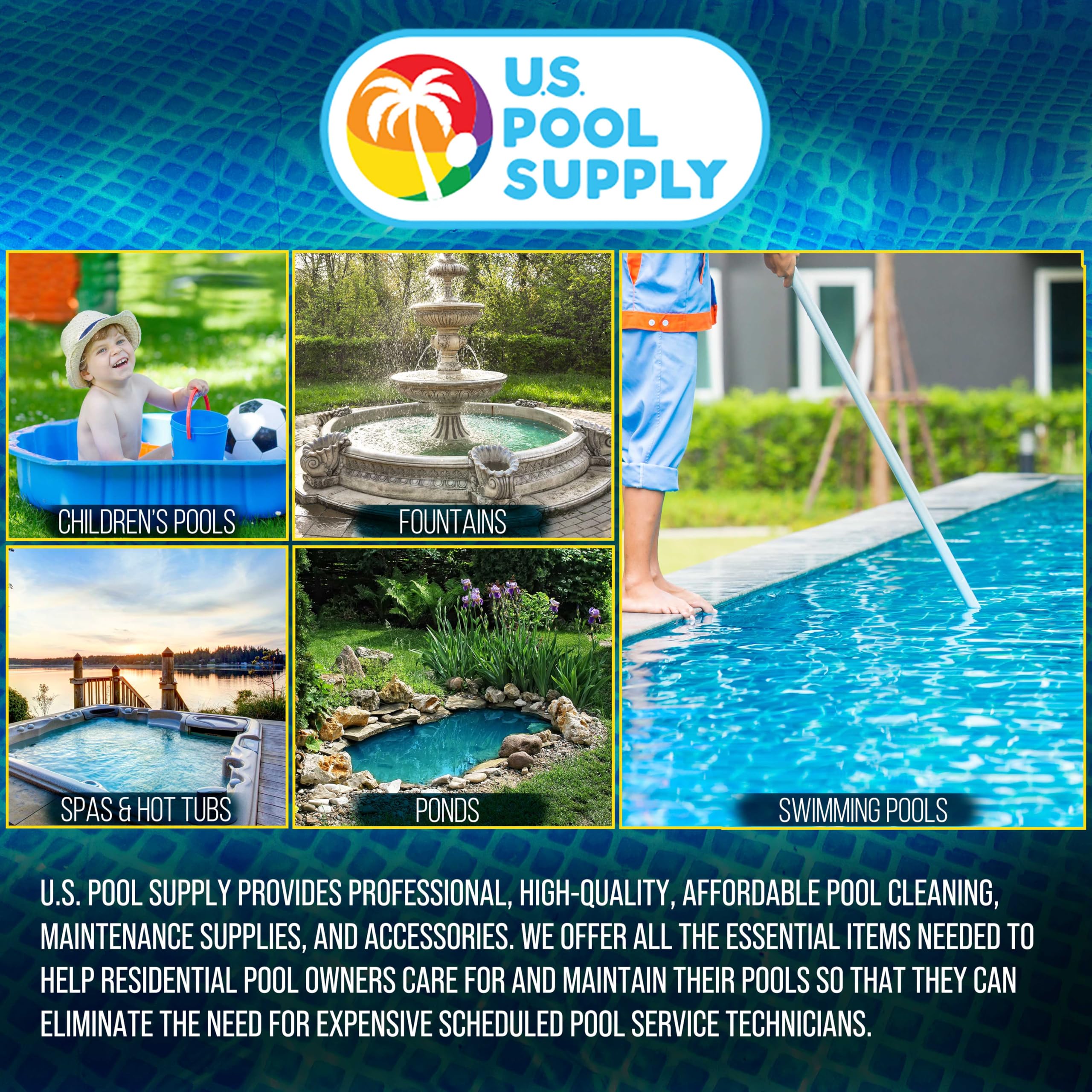 U.S. Pool Supply skimmer next to ladder showing compact size and scale
