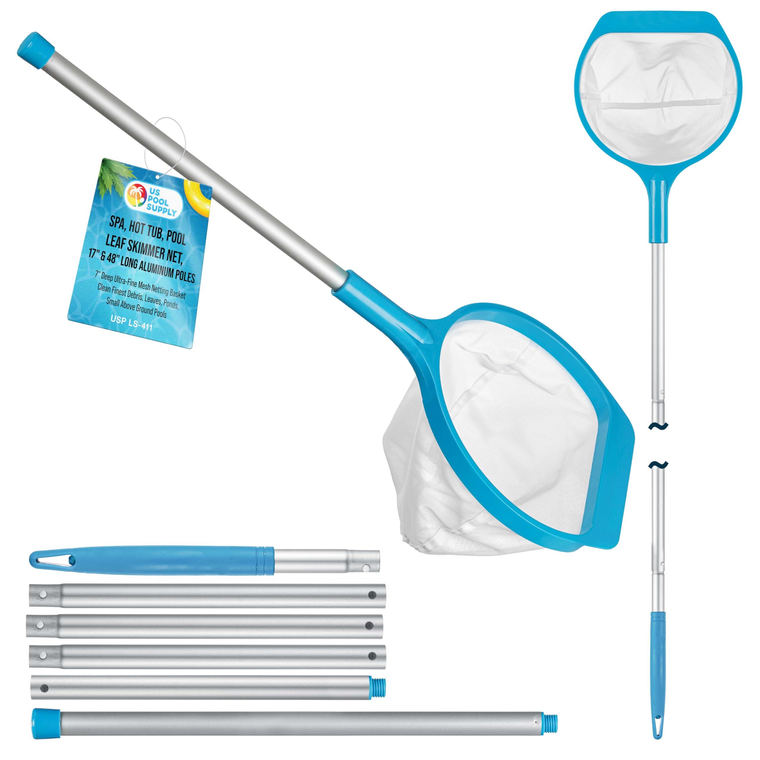 U.S. Pool Supply front view of skimmer net showing full kit and ease of use