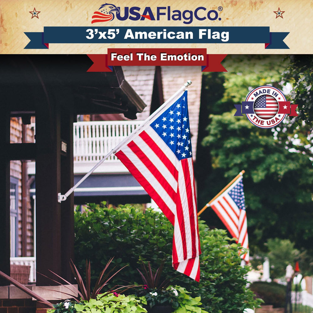 USA Flag Co. close-up of embroidered stars highlighting precise stitching and longevity