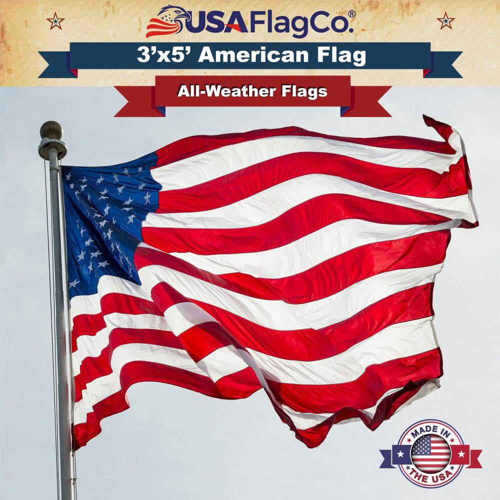 USA Flag Co. flag flying on pole outdoors demonstrating visibility and movement