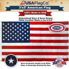 USA Flag Co. sewn stripes detail showing durable seams and reduced fraying