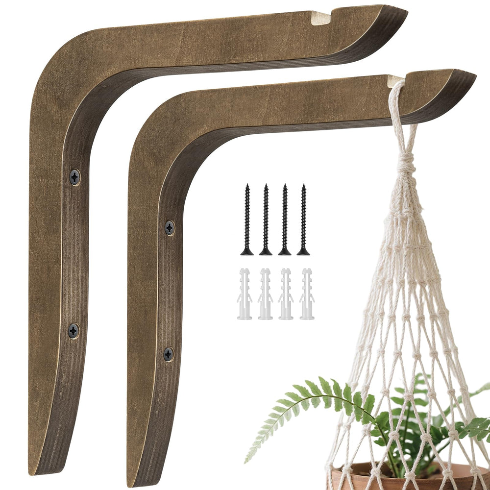 USION front view of wooden plant hanger showing curve and support benefits