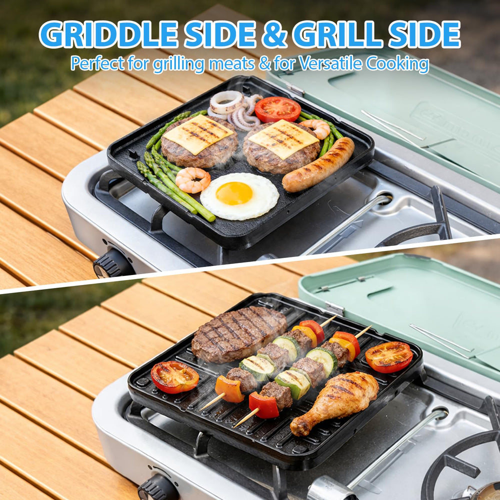 Utheer griddle stored inside stove showing built-in storage convenience