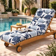 Uthem Blue Enchantress front view showing full chaise cushion and stylish print for comfort