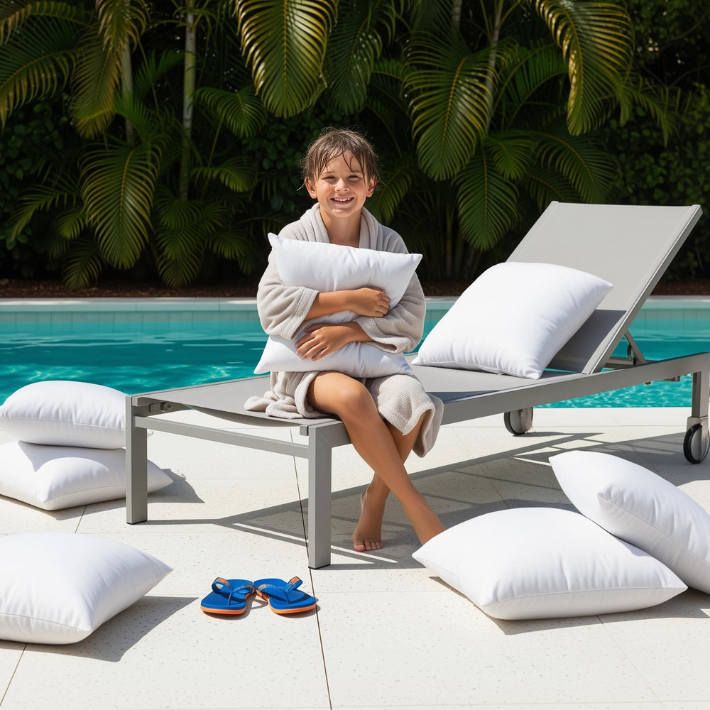 Utopia Bedding stack showing 18x18 scale comparison for seat and sofa sizing