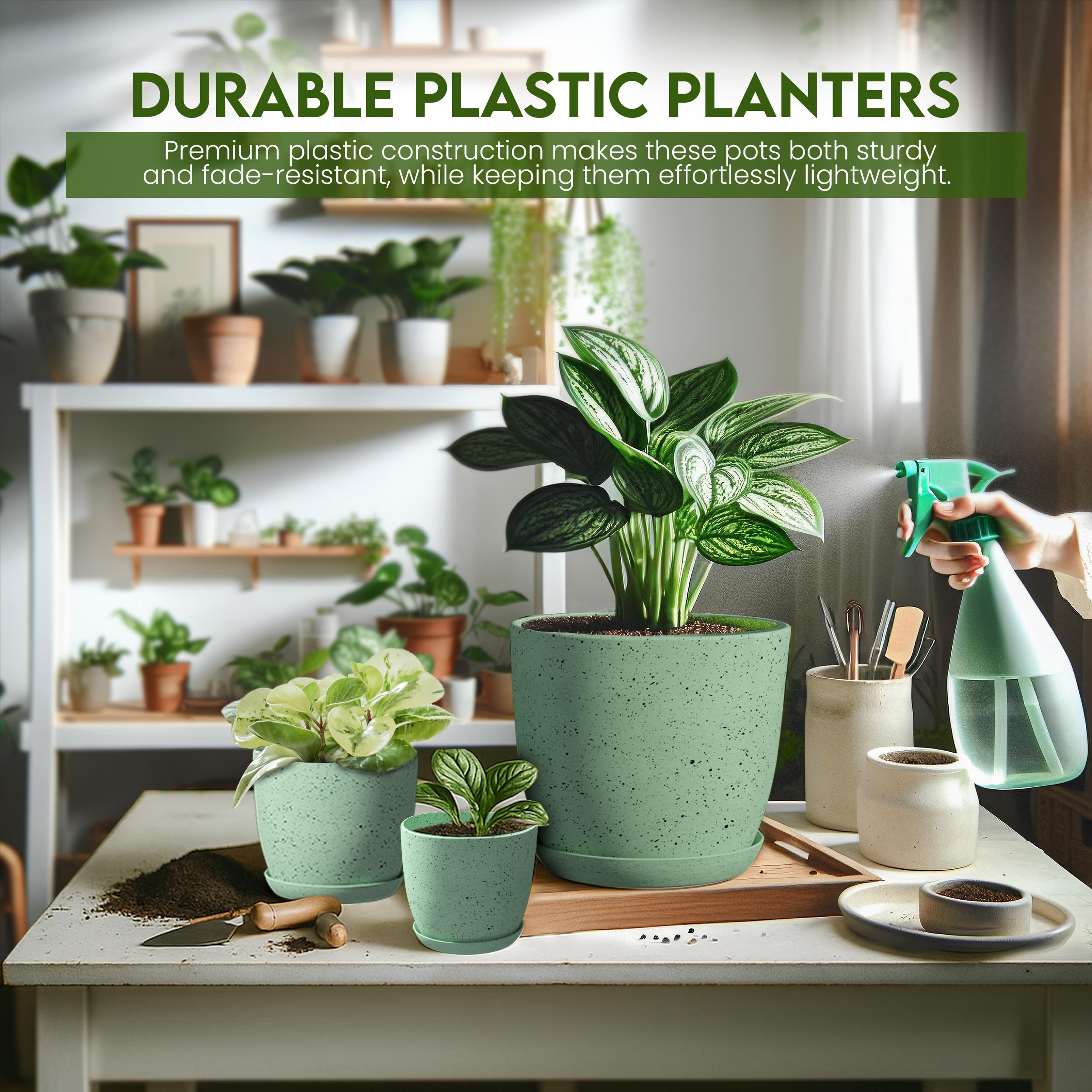 Utopia Home kitchen counter with herbs in mint planters demonstrating practical use
