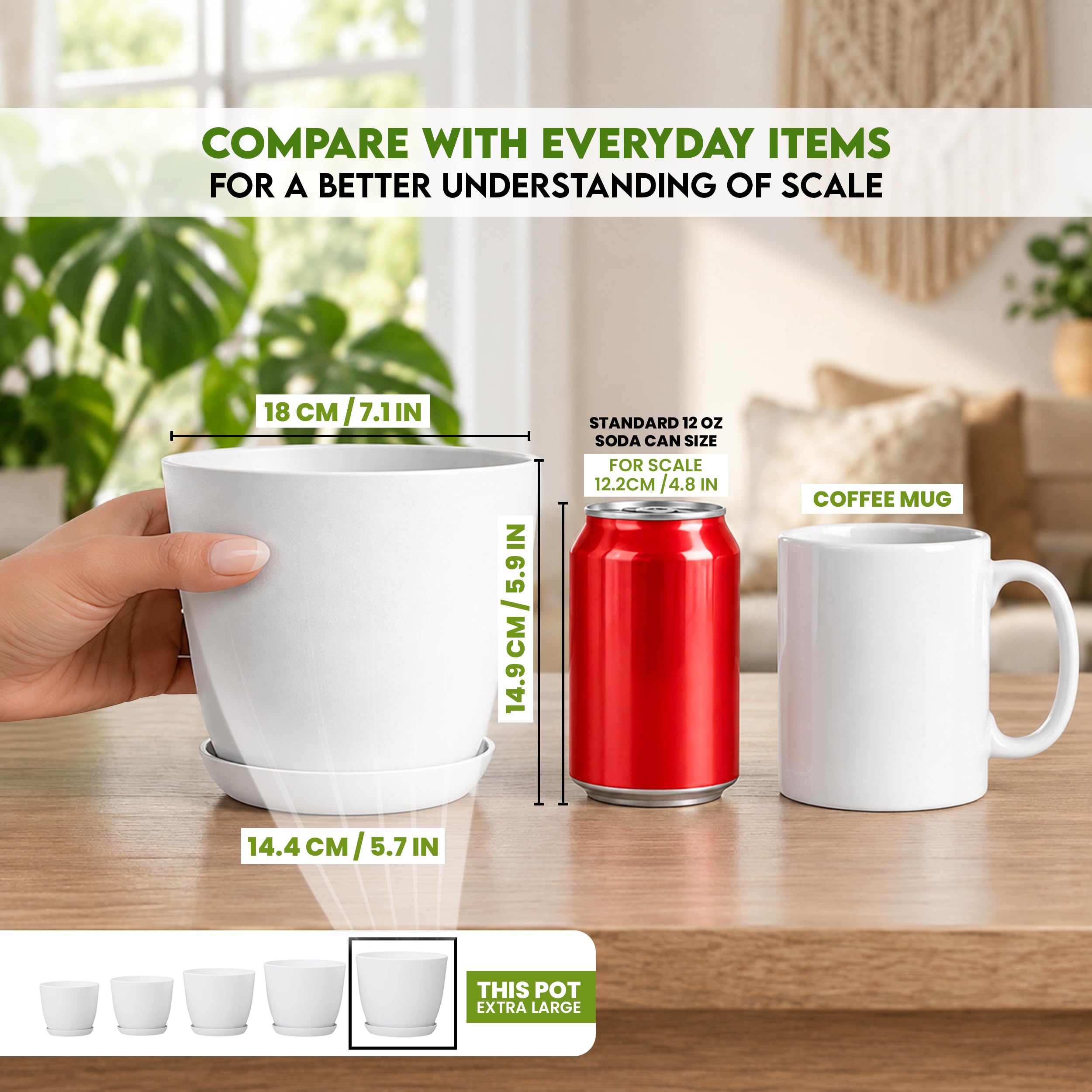 Utopia Home matching saucers under pots protecting surfaces and catching runoff