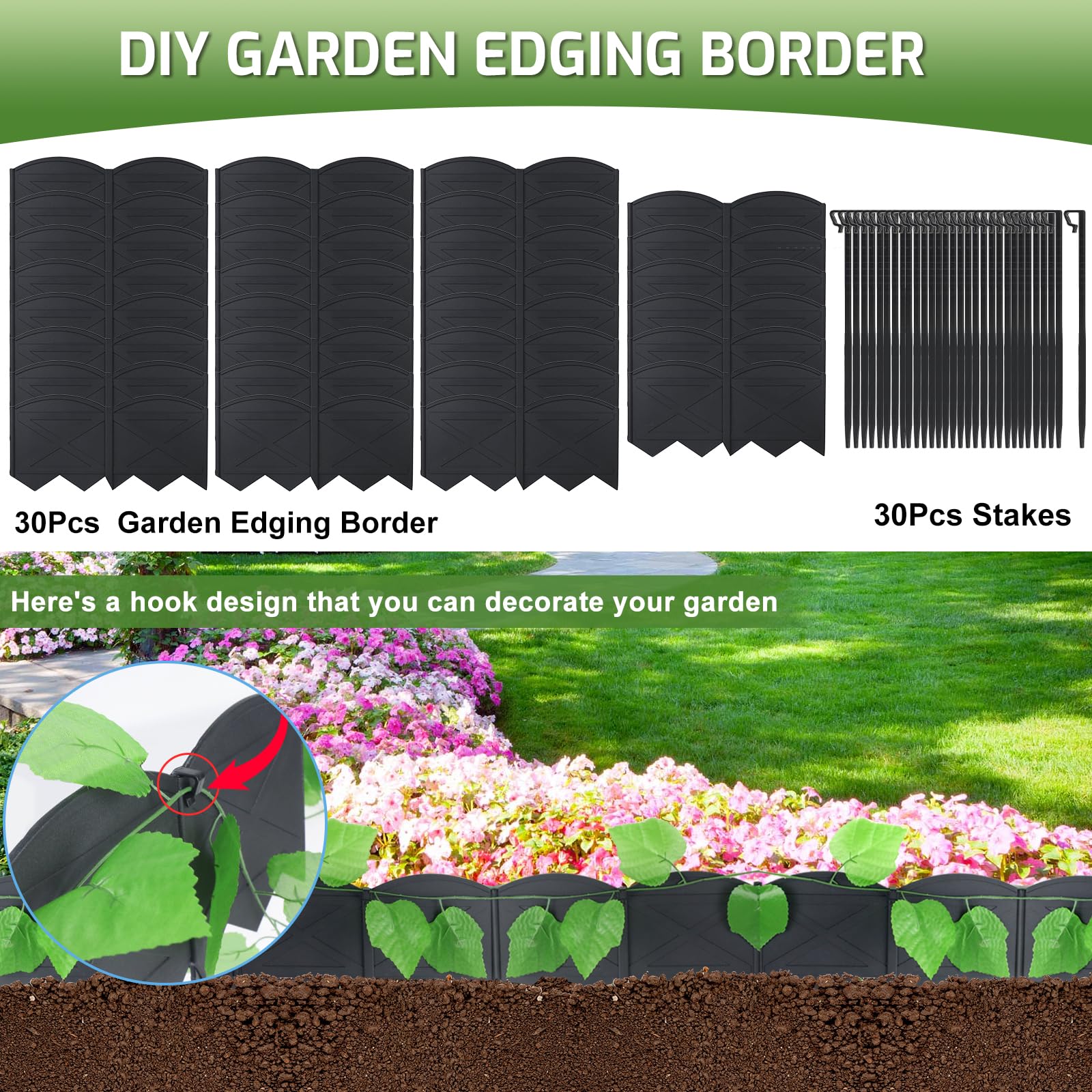 Vashly installed around a curved flower bed creating crisp edges