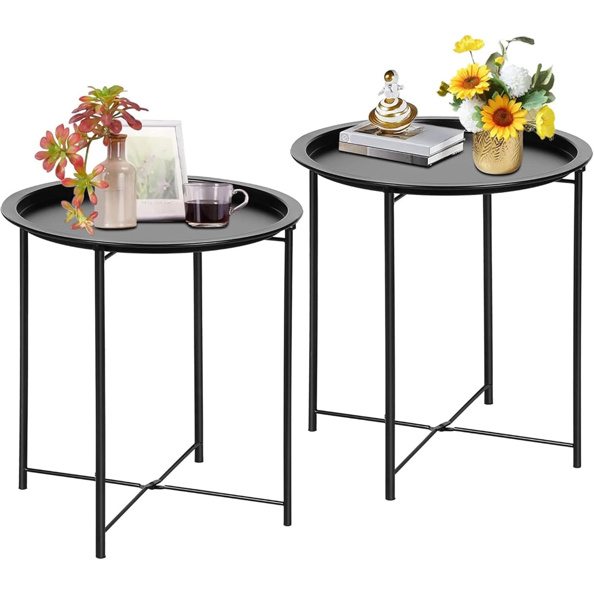 VECELO front view assembled side table, shows compact design and portability