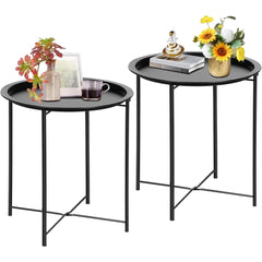 VECELO front view assembled side table, shows compact design and portability