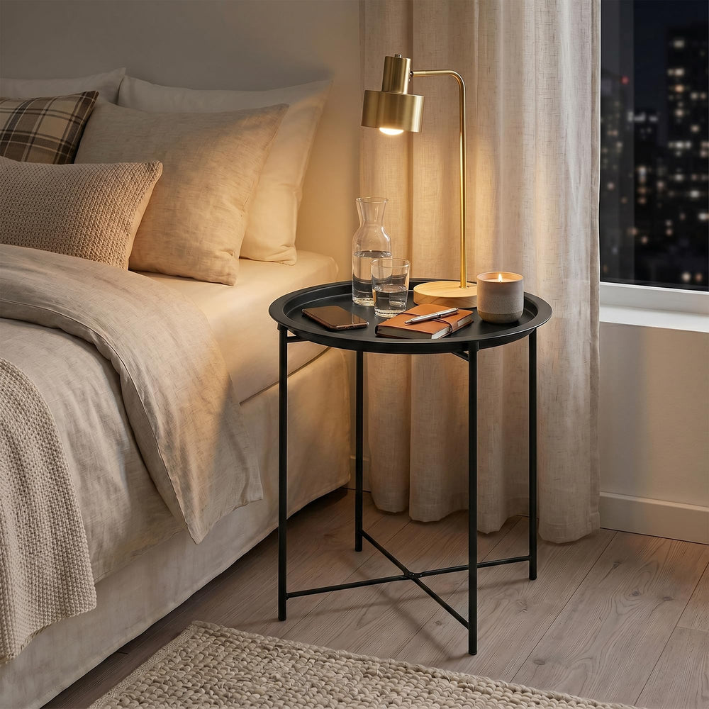 VECELO in living room setting, provides a handy surface next to sofa