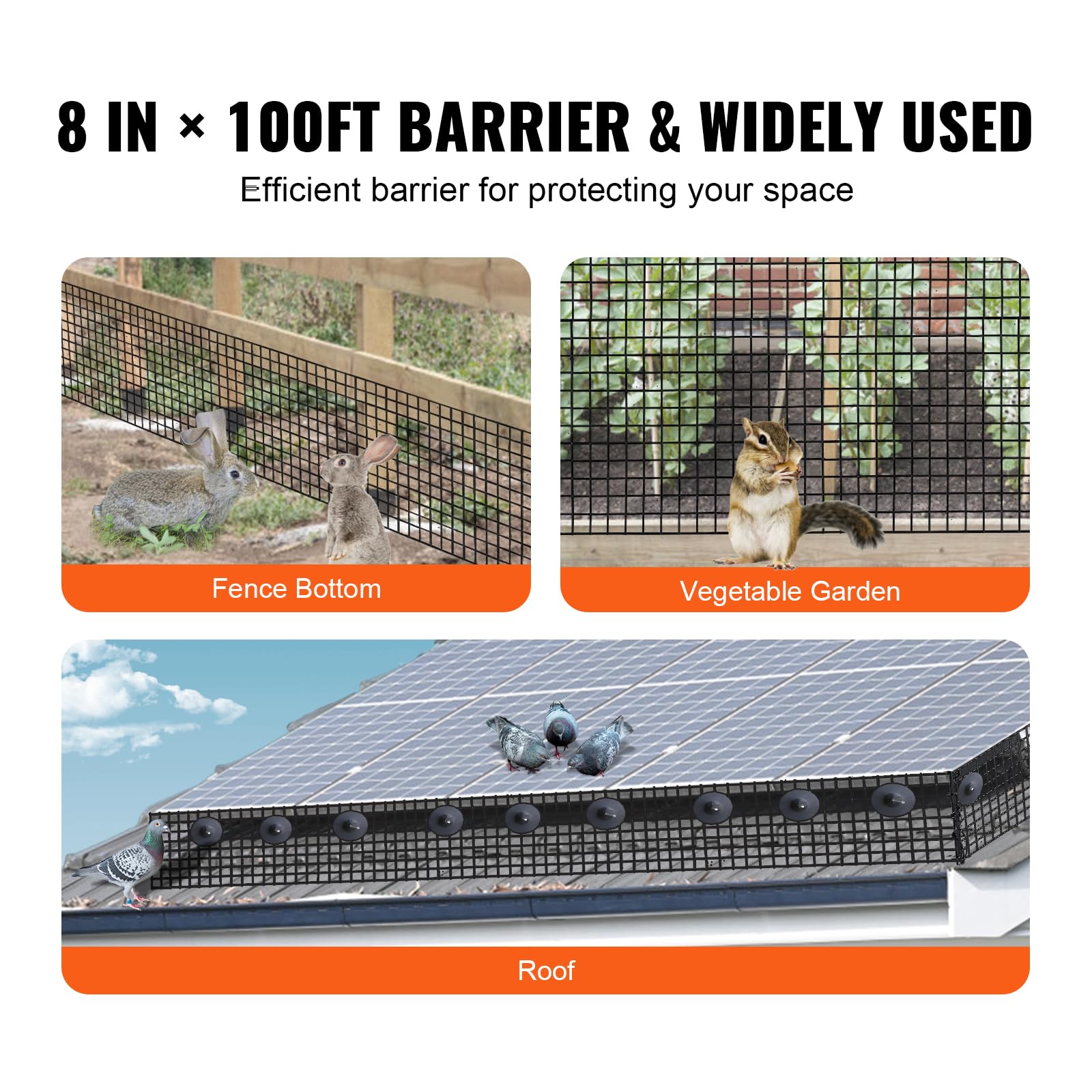 VEVOR mesh detail showing 1/2 inch grid and ventilation benefit
