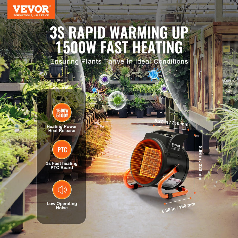 VEVOR heater tilted 25 degrees demonstrating directional heating and stability