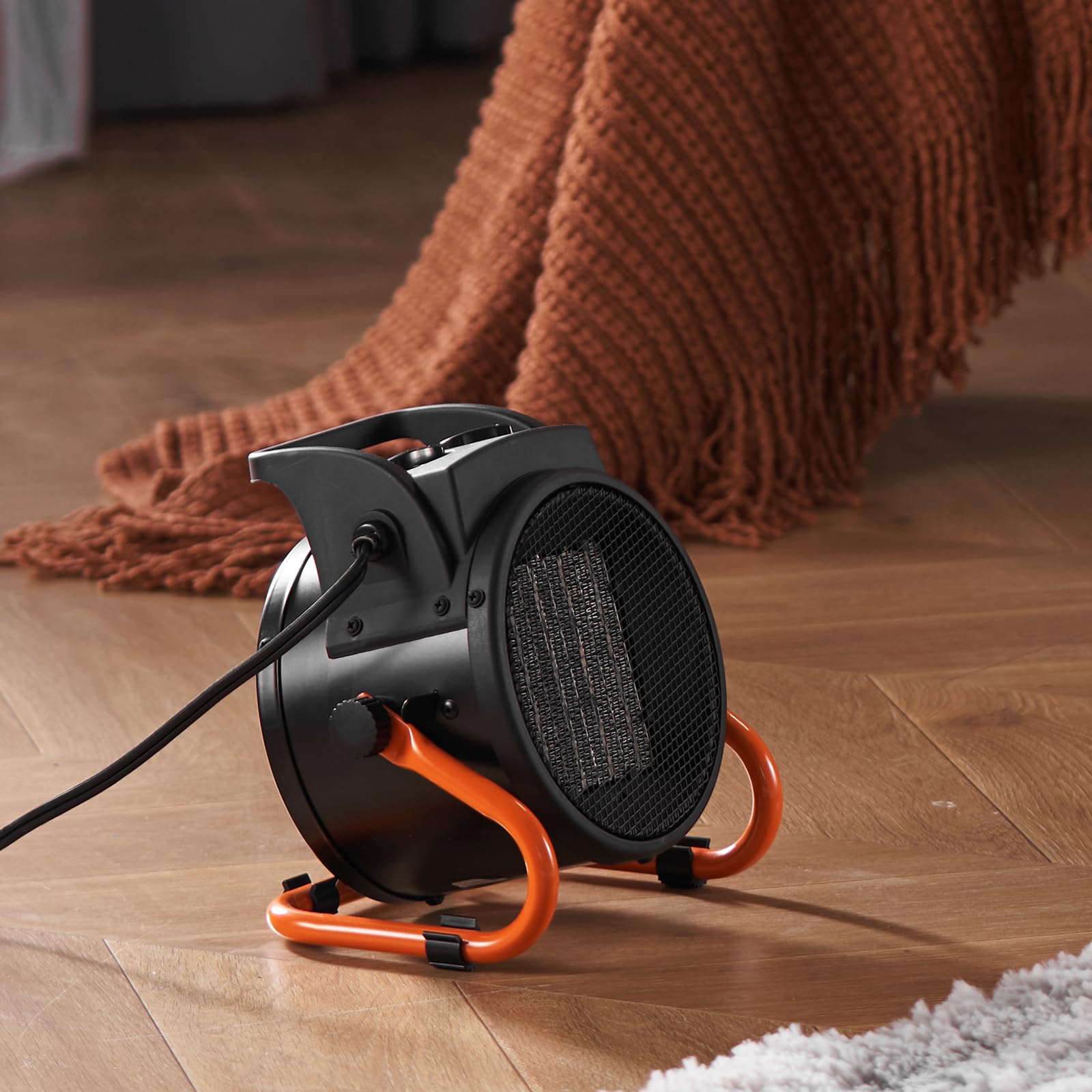 VEVOR heater next to measuring tape showing compact size and easy fit