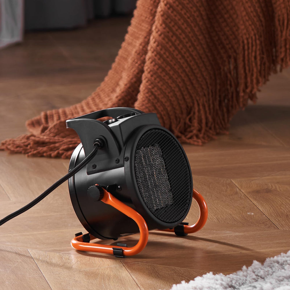 VEVOR heater next to measuring tape showing compact size and easy fit