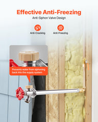 VEVOR 3/4" hose bibb threading closeup allows secure hose connection and prevents leaks