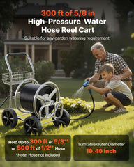 VEVOR hose reel cart drum closeup highlighting solid construction and neat storage