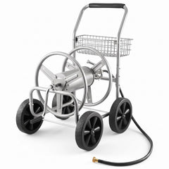 VEVOR hose reel cart front view showing sturdy frame and drum benefit durability