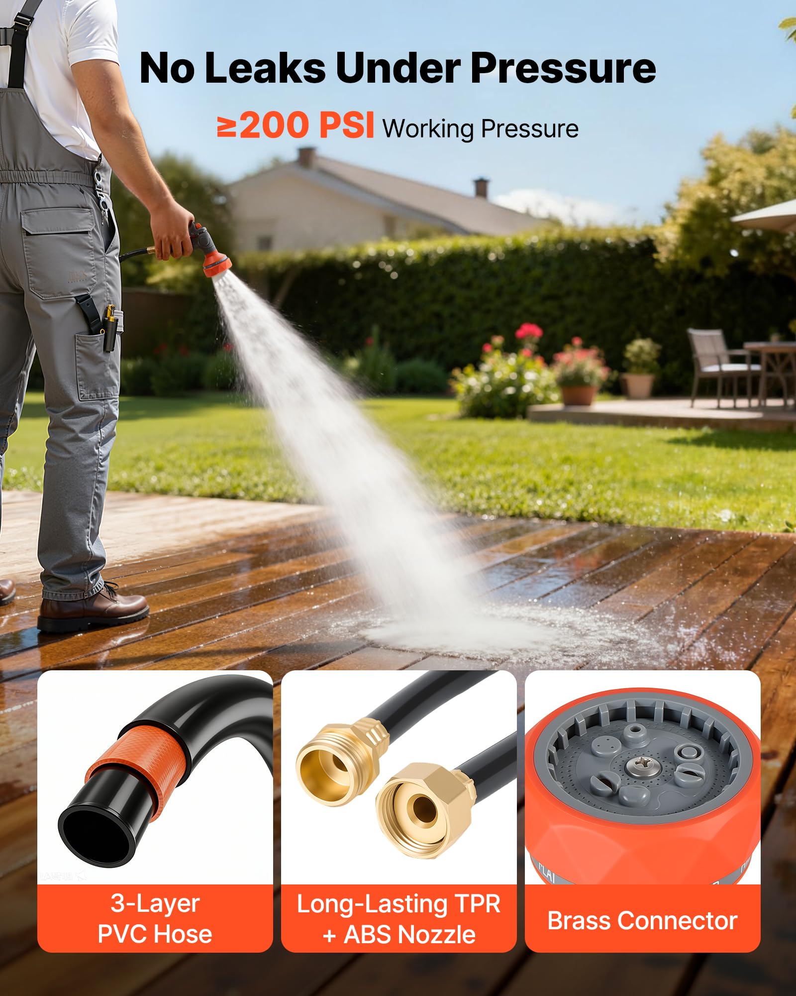 VEVOR leader hose brass connection displaying leak-resistant fit and steady flow