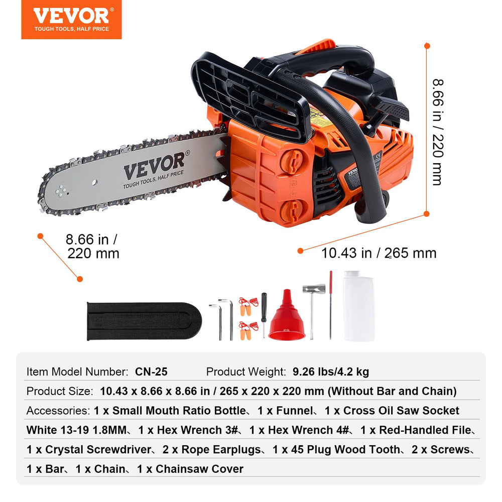 VEVOR side label showing model specs and user information clearly