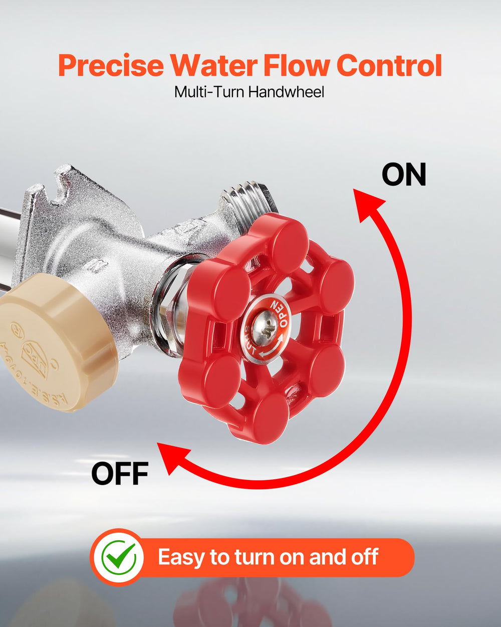 VEVOR close-up of cast iron handwheel showing ergonomic control and long-term durability