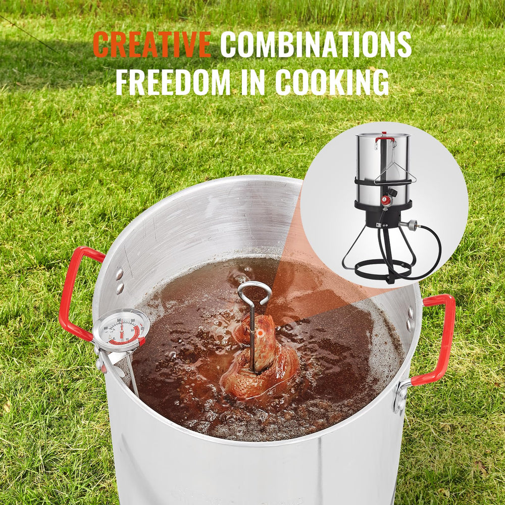 VEVOR probe thermometer on pot showing precise temperature control benefit