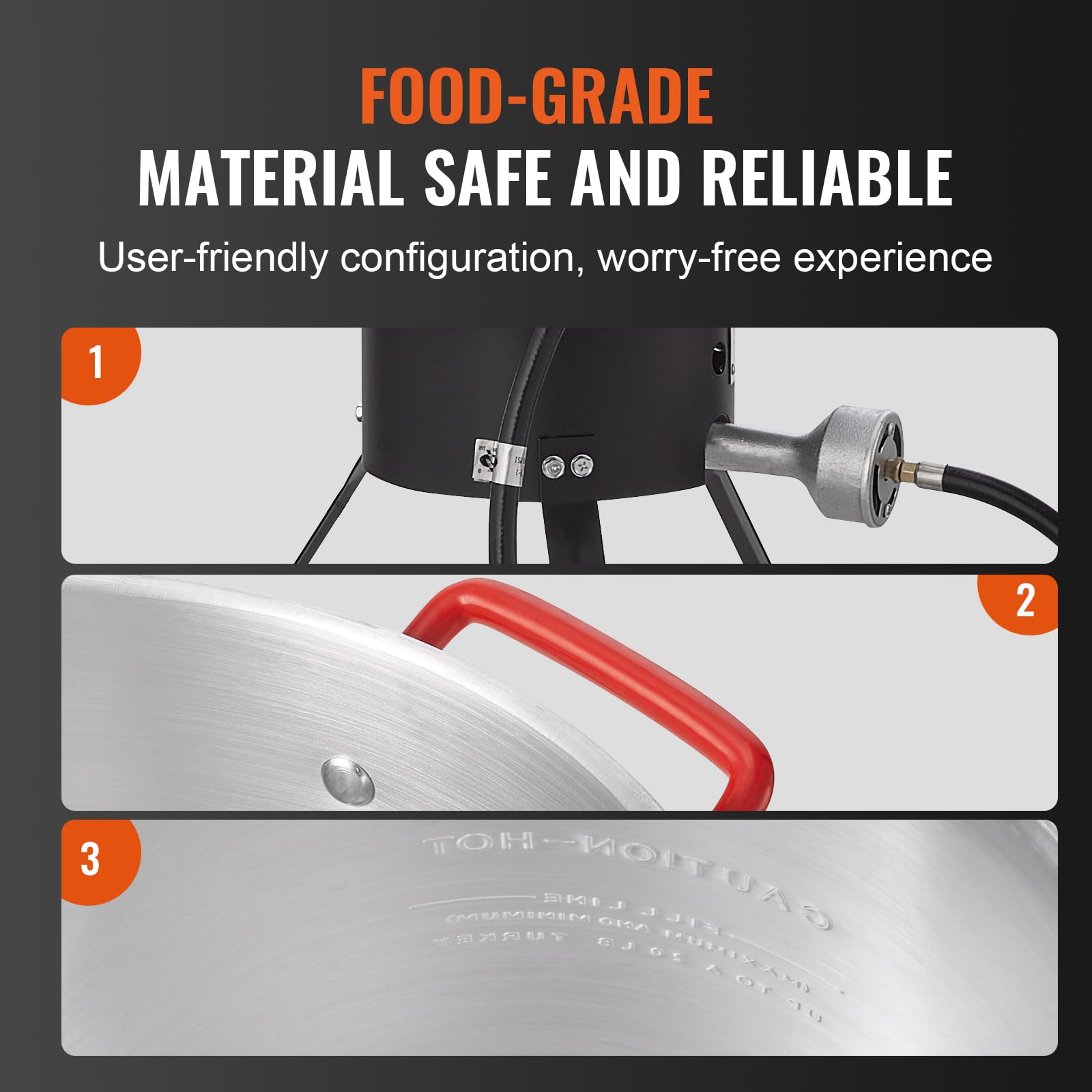 VEVOR turkey rack holding a whole turkey showing safe handling benefit