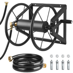 VEVOR front view of wall mounted reel showing compact storage benefit