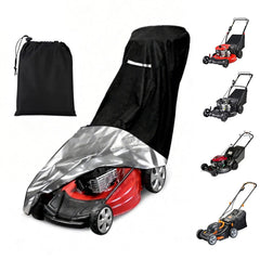 Viadom front view of cover protecting a push mower, showing full fit and protection