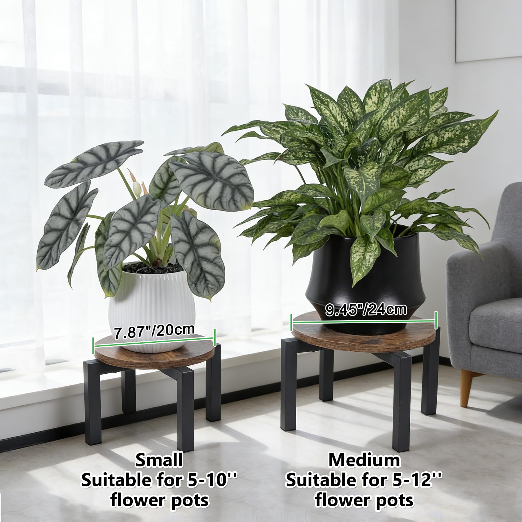 Vigordream stand holding a planter in living room, elevates interior decor