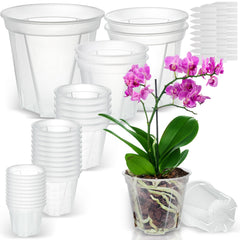 VIOBEPASS front pack of clear nursery pots showing size variety and convenience