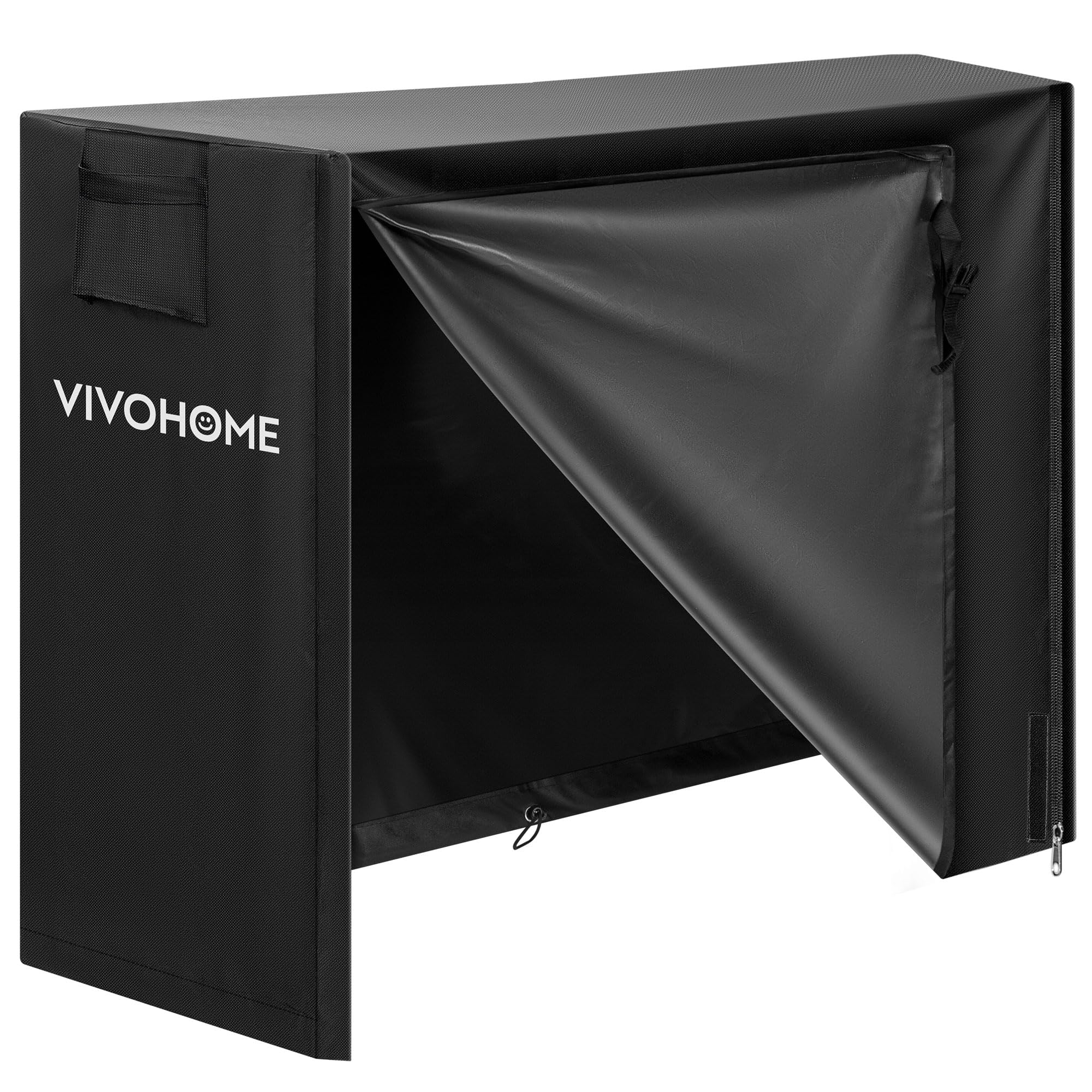 VIVOHOME front view showing full 4ft cover protecting stacked firewood