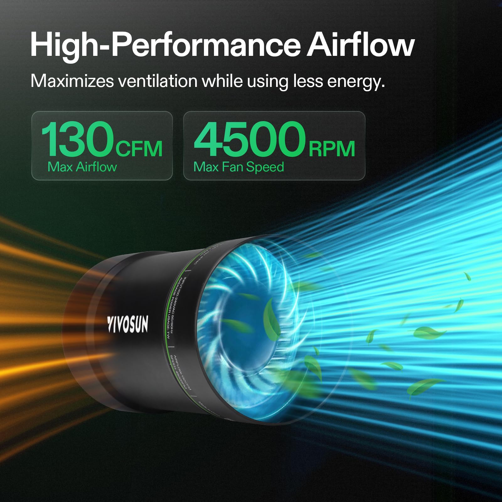 VIVOSUN side profile highlighting durable ABS housing benefit
