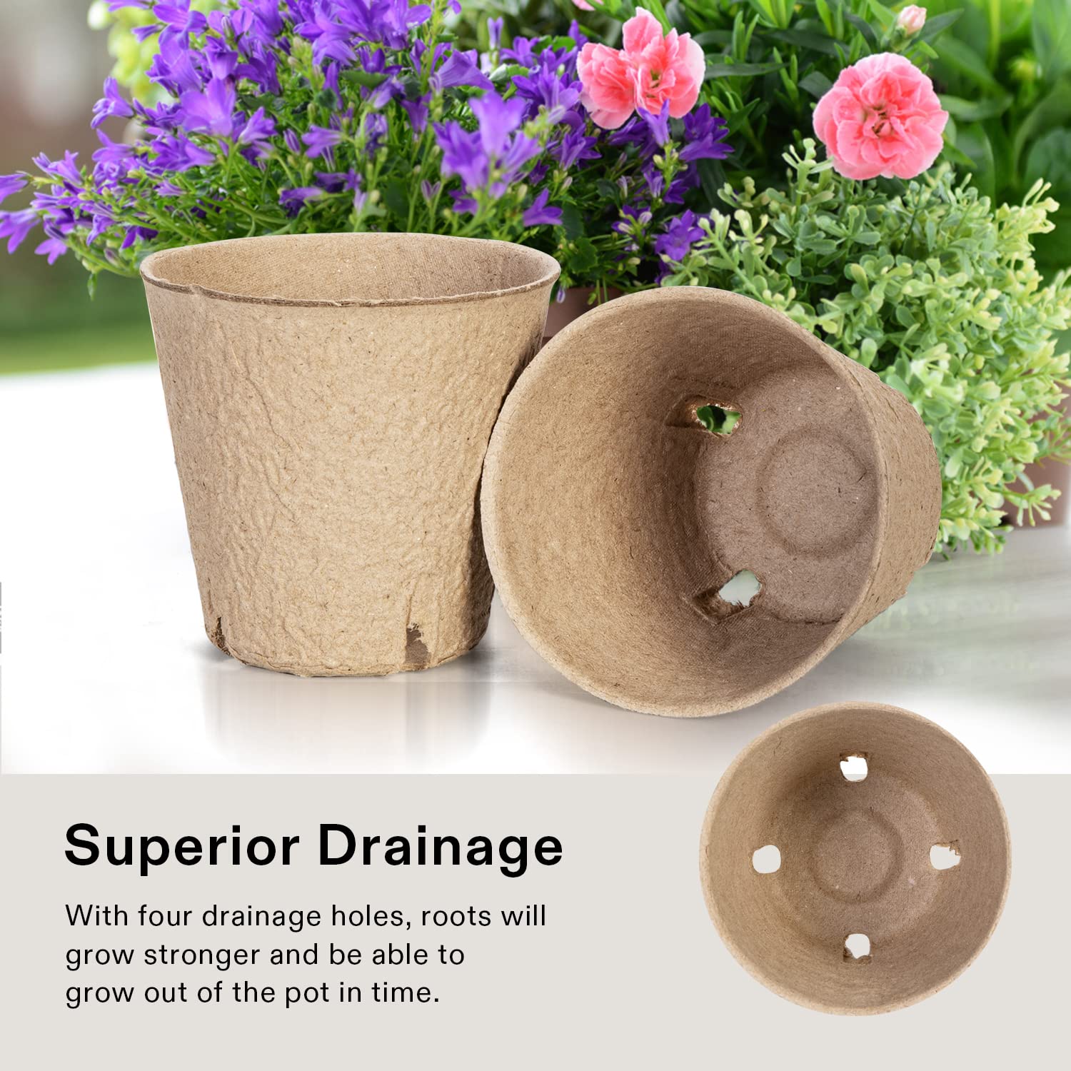 VIVOSUN full pack of 30 peat pots organized for bulk sowing