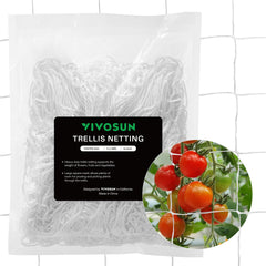 VIVOSUN trellis netting front view showing full 5x30 support grid and benefits