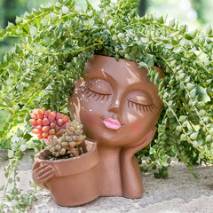 vomiceak front view head planter showing elegant face and finish, great for decor