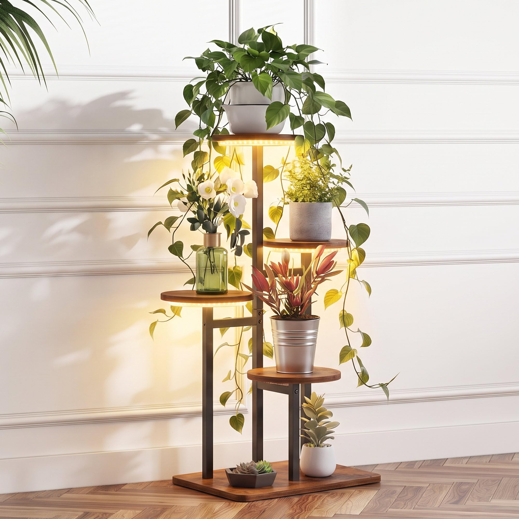 VonDream front view showing four-tier plant display and space-saving benefit