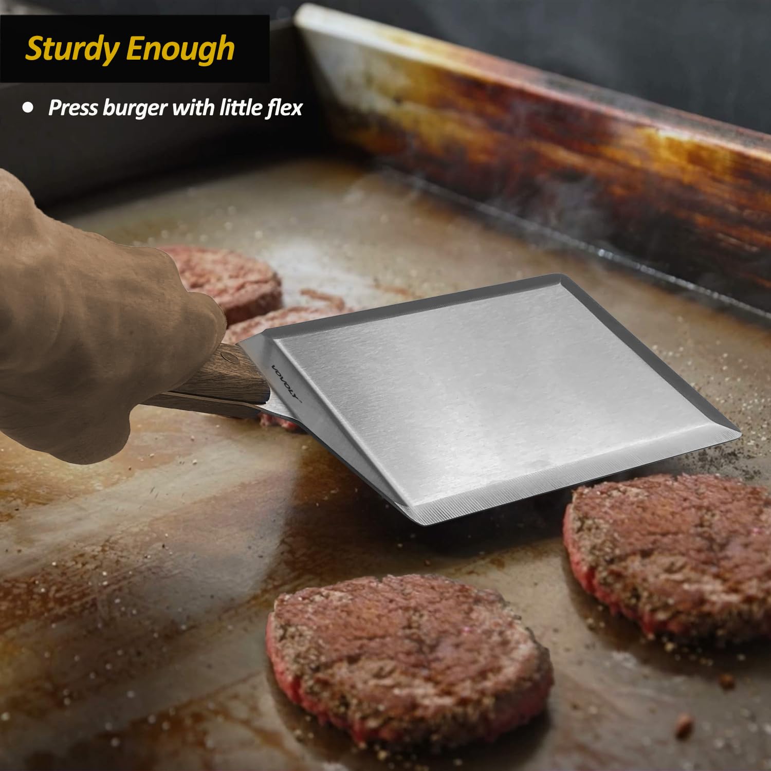 Vovoly spatula scale comparison next to spatula to show real size and wide lifting area