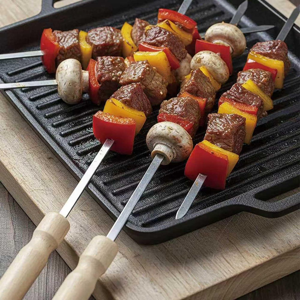 vriysei 16-inch skewers next to common utensils showing length and scale advantage