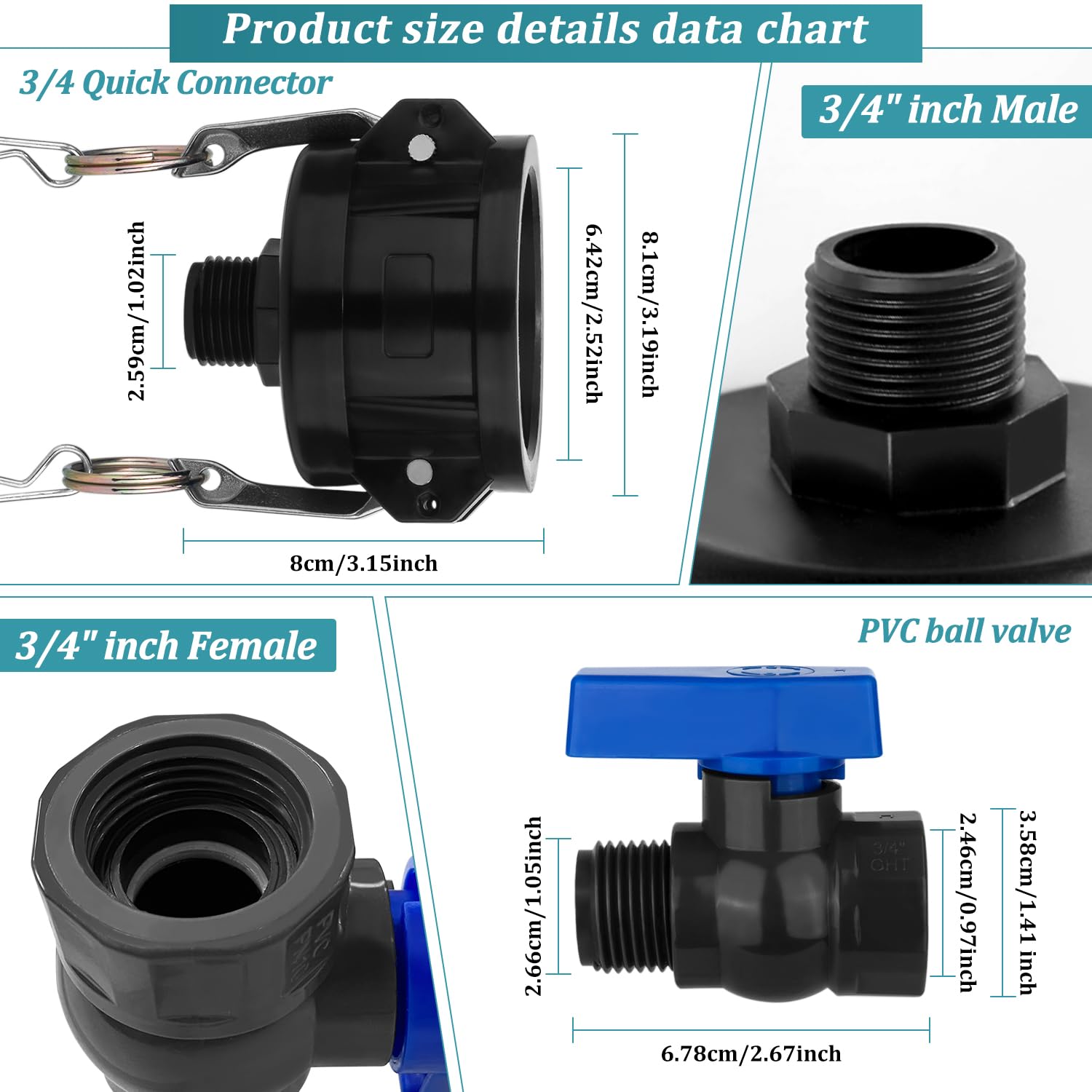 Vtenyeo heavy-duty ball valve and 3/4" thread for easy flow control