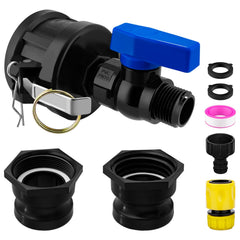 Vtenyeo front view of assembled adapter showing cam lock and hose output, ensures quick connection
