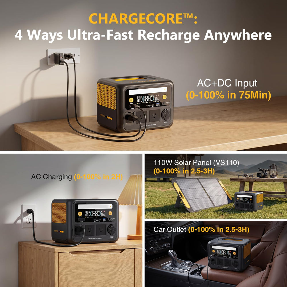 VTOMAN Jump 600X powering a laptop via 100W USB-C for fast charging