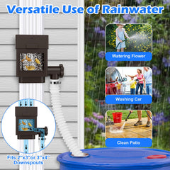 WADEO hose connection filling barrel illustrating efficient water capture benefit