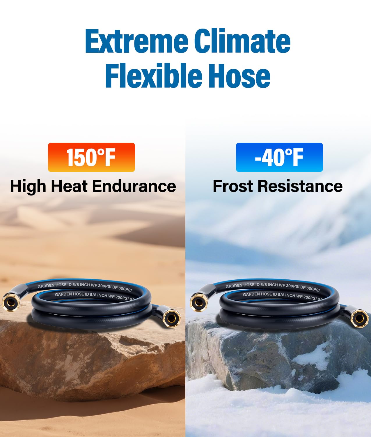 WADEO hose length shown next to hand for scale and easy handling