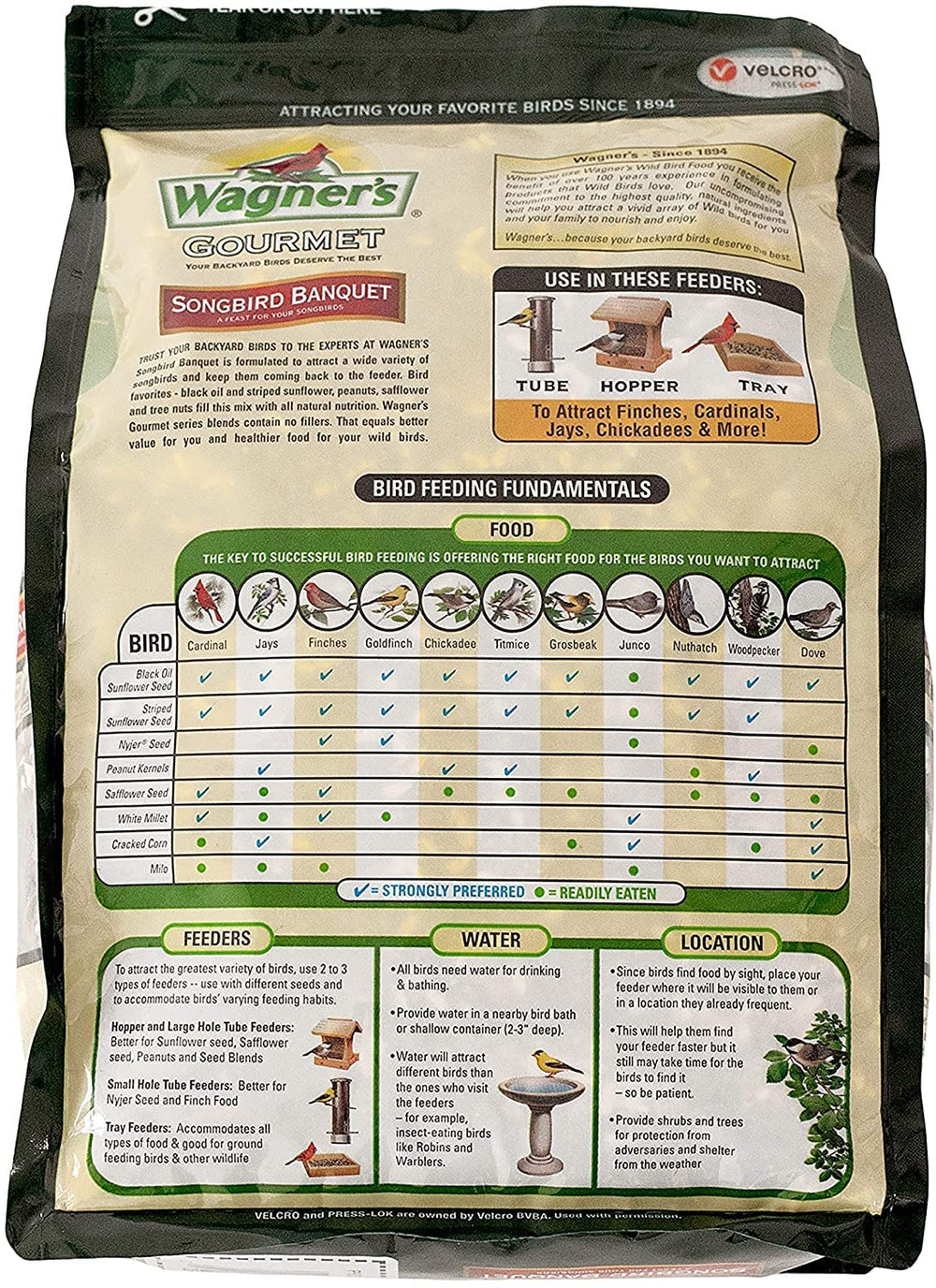 Wagner's close-up of sunflower seeds and peanuts displaying quality ingredients attracts more species