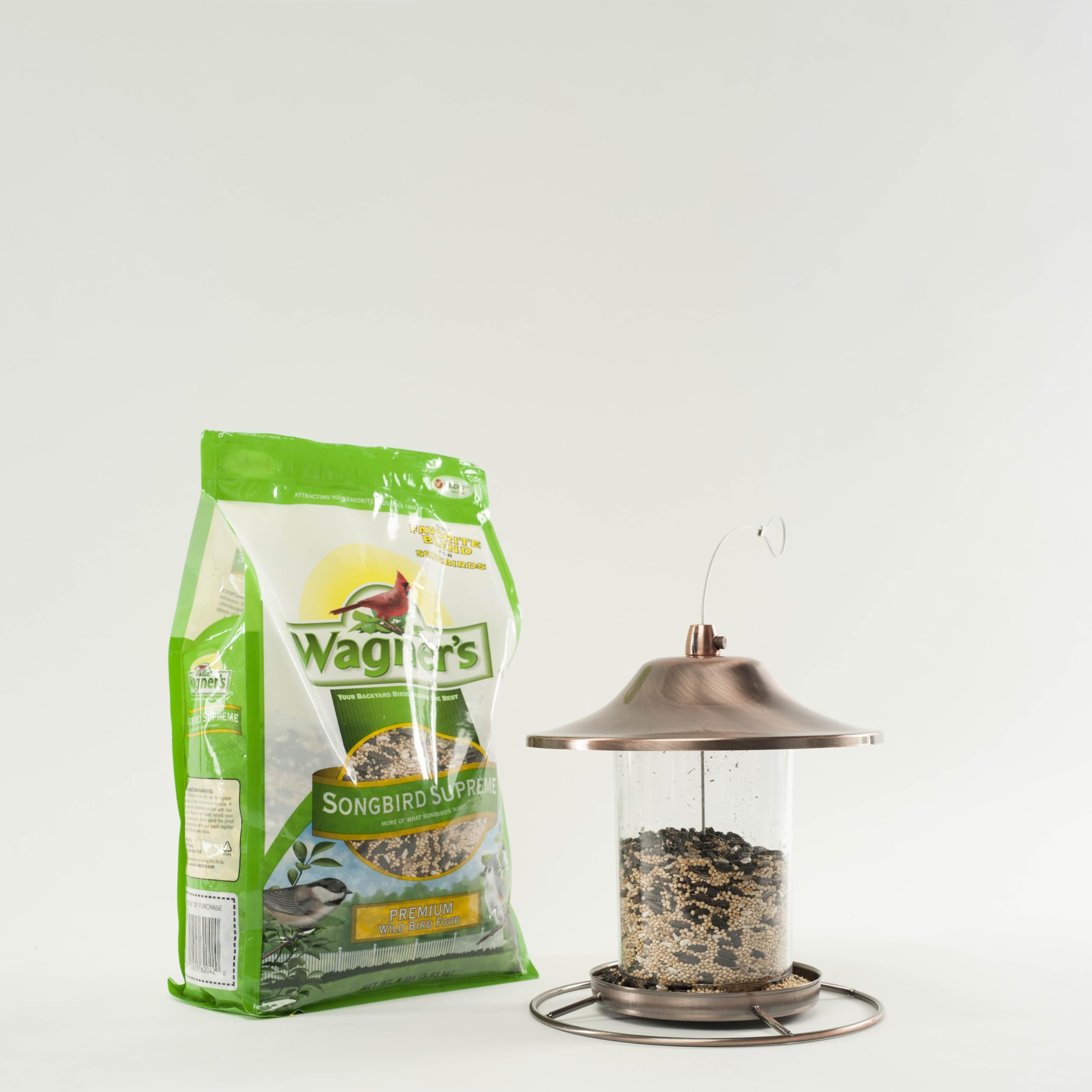 Wagner's 8-pound bag next to a household item for size and serving reference
