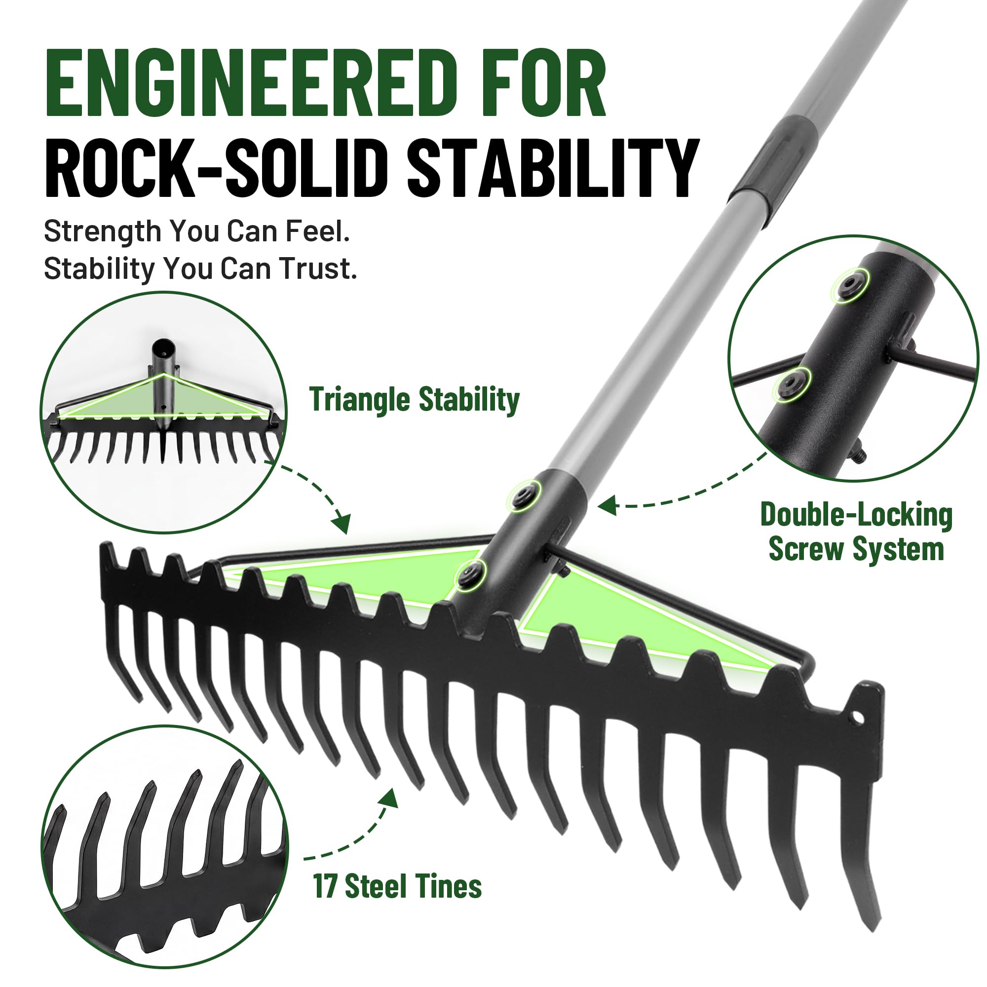Walensee rake in use loosening compacted soil for easier planting